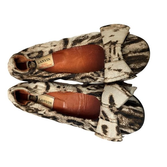 Lanvin Animal Print Fabric Ballet Ballerina Flats Run Small - Picture 3 of 8